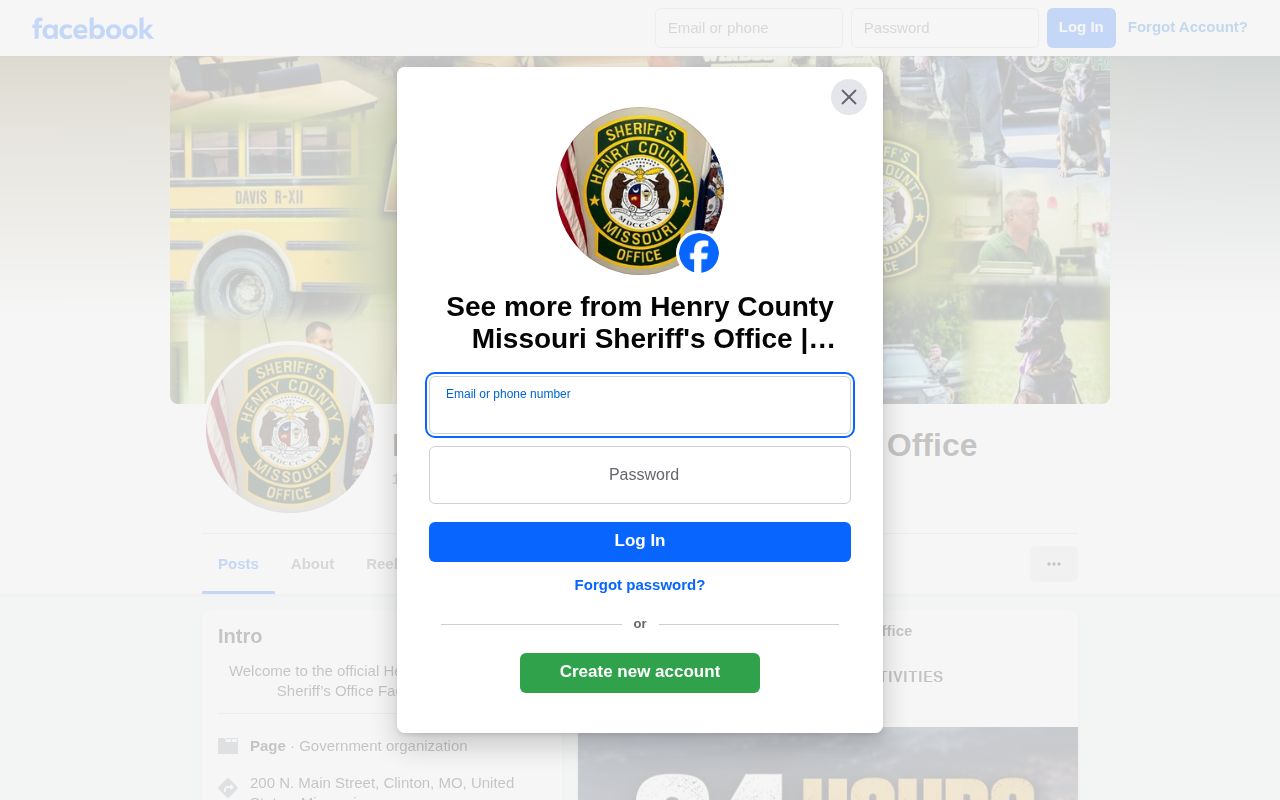 Official Henry County Sheriff Office Facebook page used for agency updates