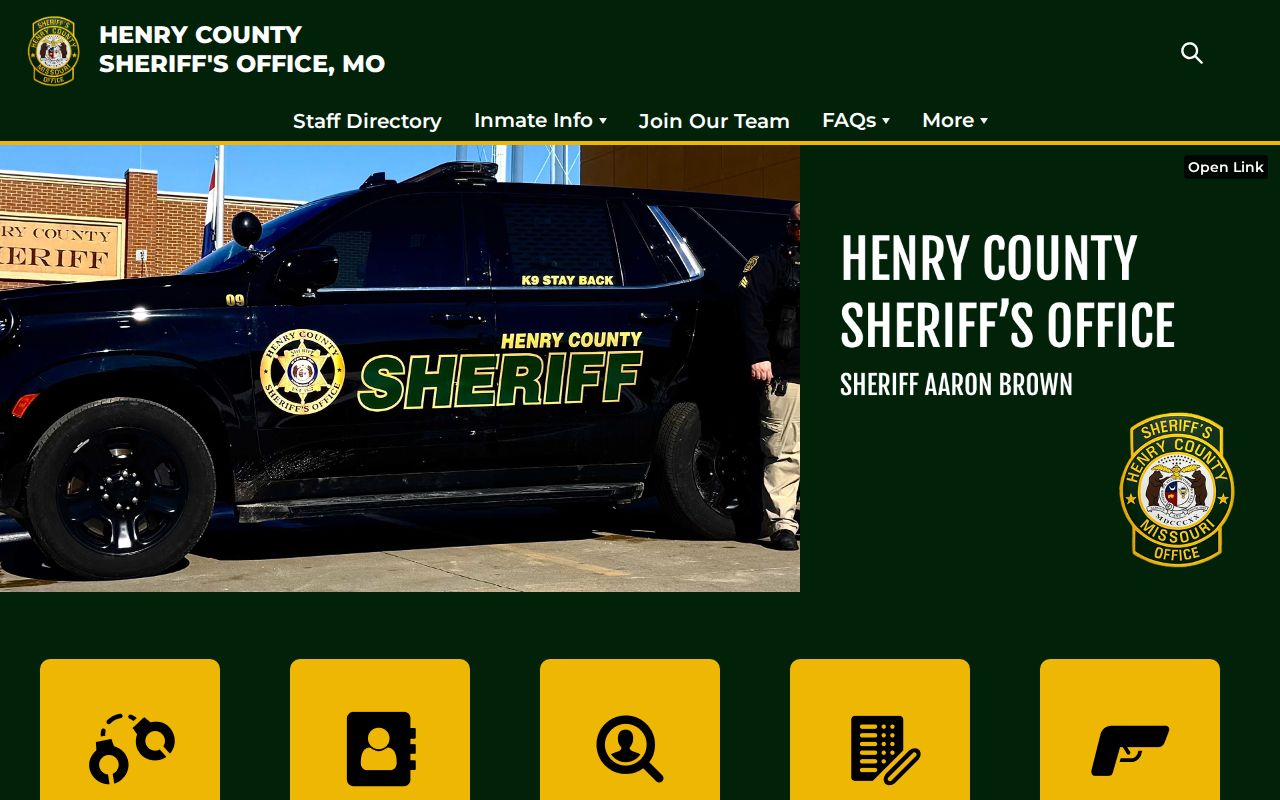 Henry County Sheriff's Office official website and inmate search navigation